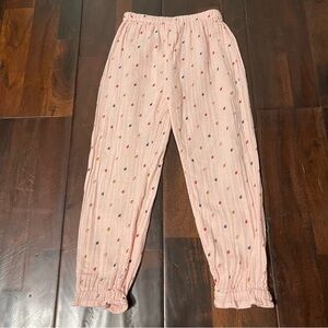 Monoprix Girls Pull On Pants Size 5 Pink Apple Design Ruffles